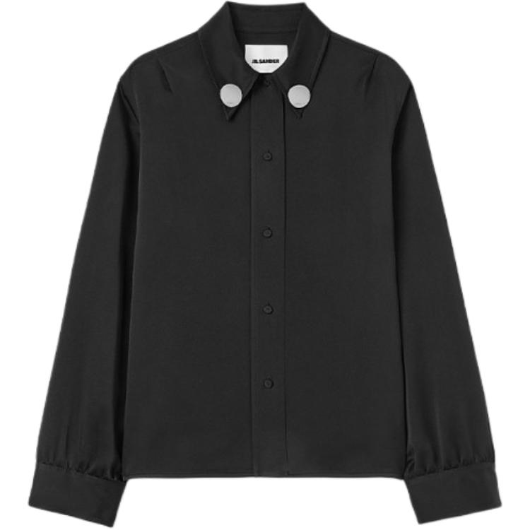 Отстегивающаяся заколка с украшениями Атласная блузка JIL SANDER, черный — фото 2
