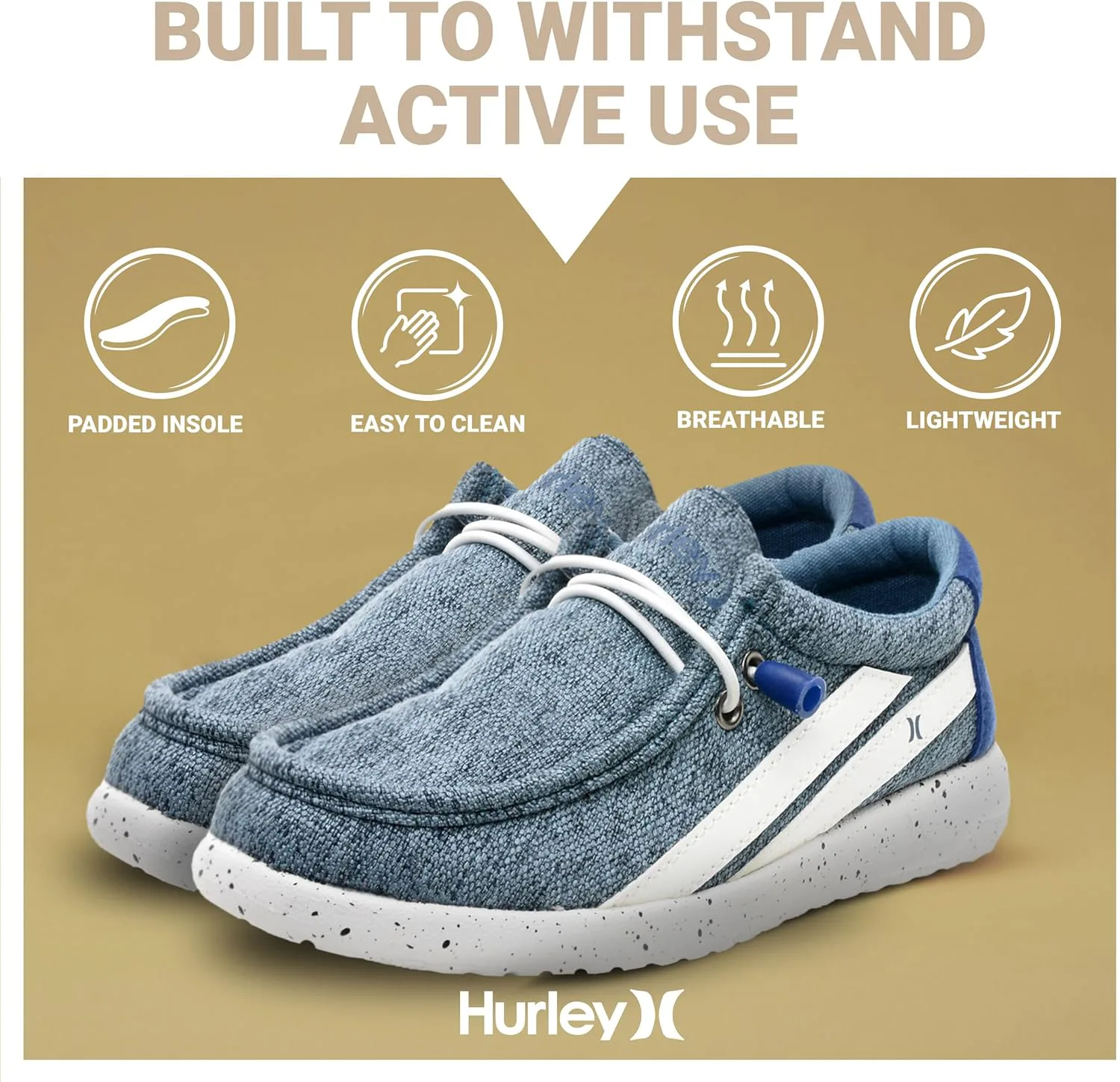 

Детские лоферы Hurley с эластичными шнурками, тканевые кроссовки для мальчиков и девочек - удобные, прочные, стильные - модная детская обувь, обувь с широкой носочной частью для повседневной носки, мультиколор