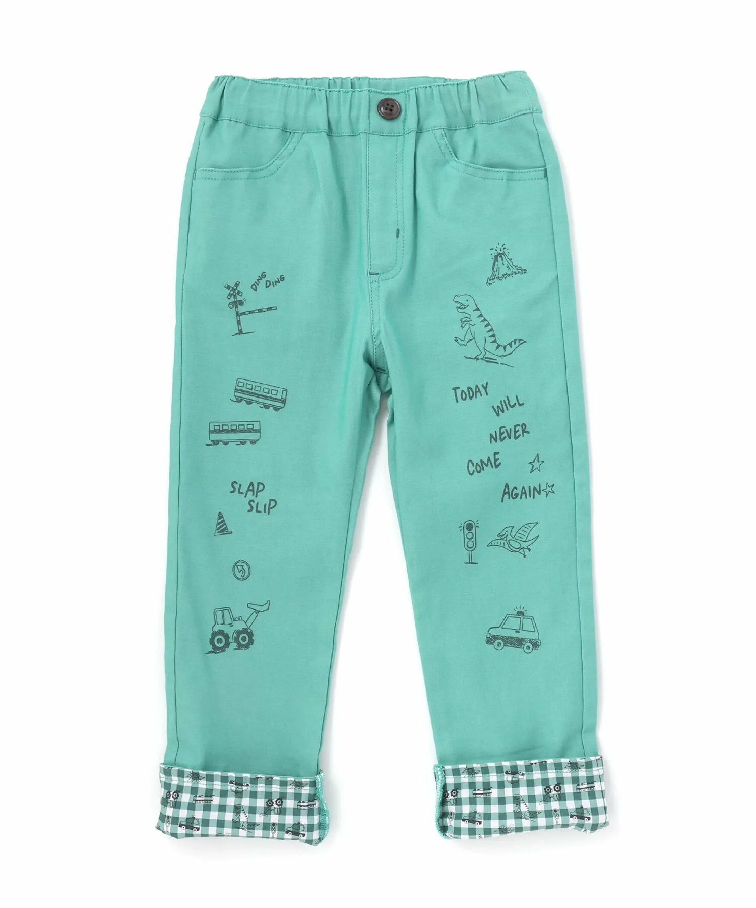 Брюки из эластичной саржи с подвернутым низом и принтом (80-130 см) SLAP SLIP, Green — фото 4