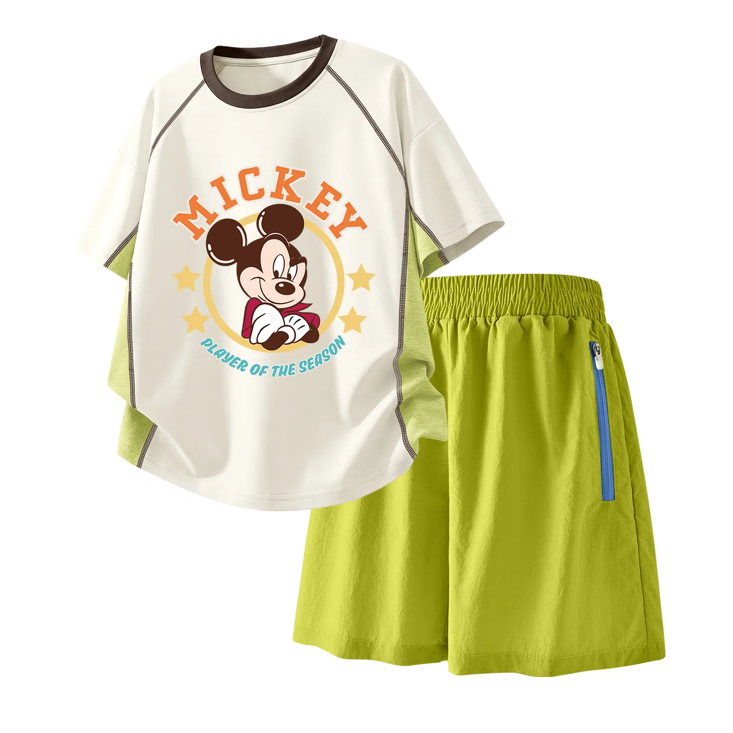 Детский спортивный костюм Casual Sportswear 2 Piece Set Disney, Diao Jio White+Solid Color Camellia Green