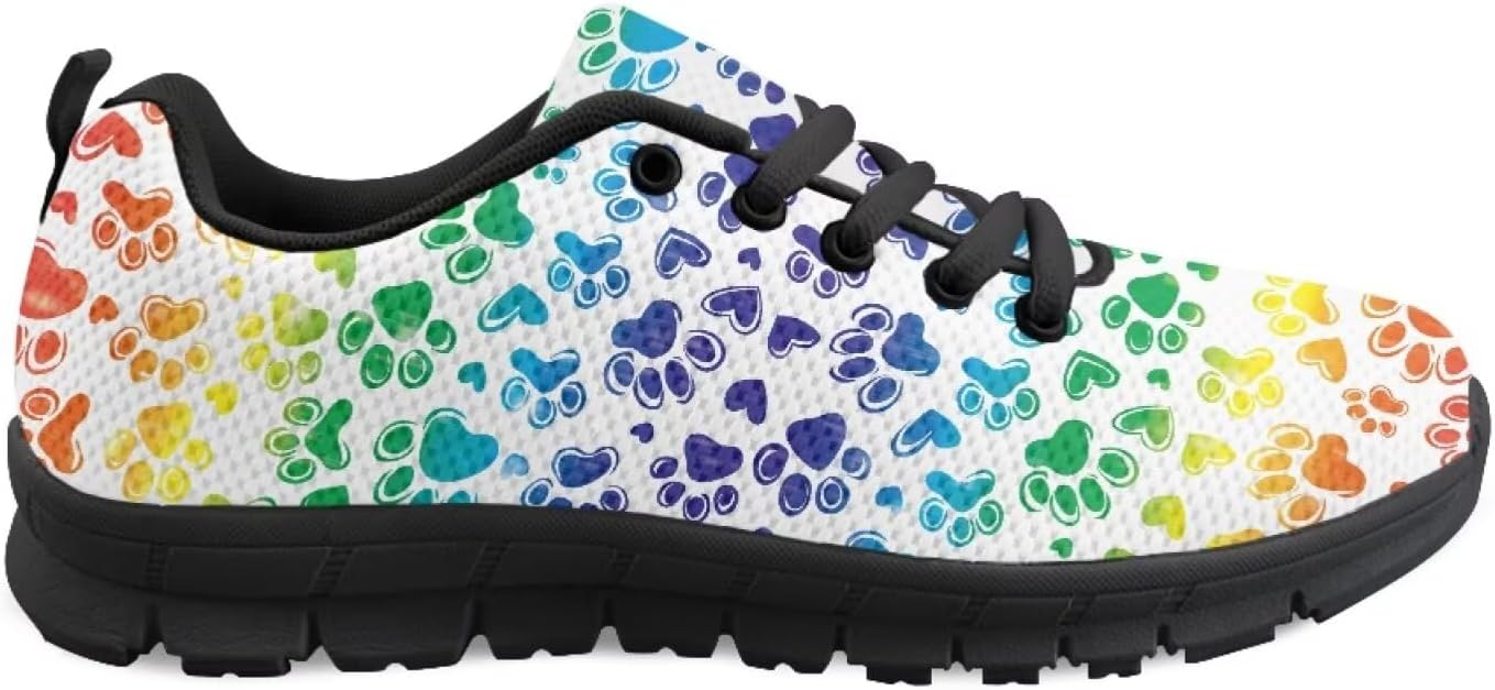 

Унисекс кроссовки для женщин с тропическим цветочным рисунком, теннисные и беговые, легкие, с сетчатым верхом, спортивные, для тренажерного зала, с подошвой из EVA Getelinseng, Rainbow Paw Print