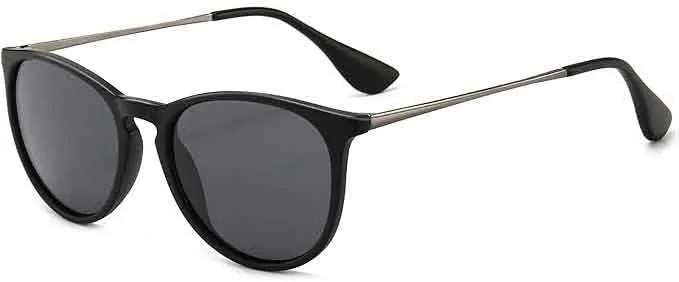 

Винтажные круглые солнцезащитные очки для женщин и мужчин в классическом ретро-дизайнерском стиле Generic, 2023 Black Frame (Matte Finish)/Polarized Gray Lens