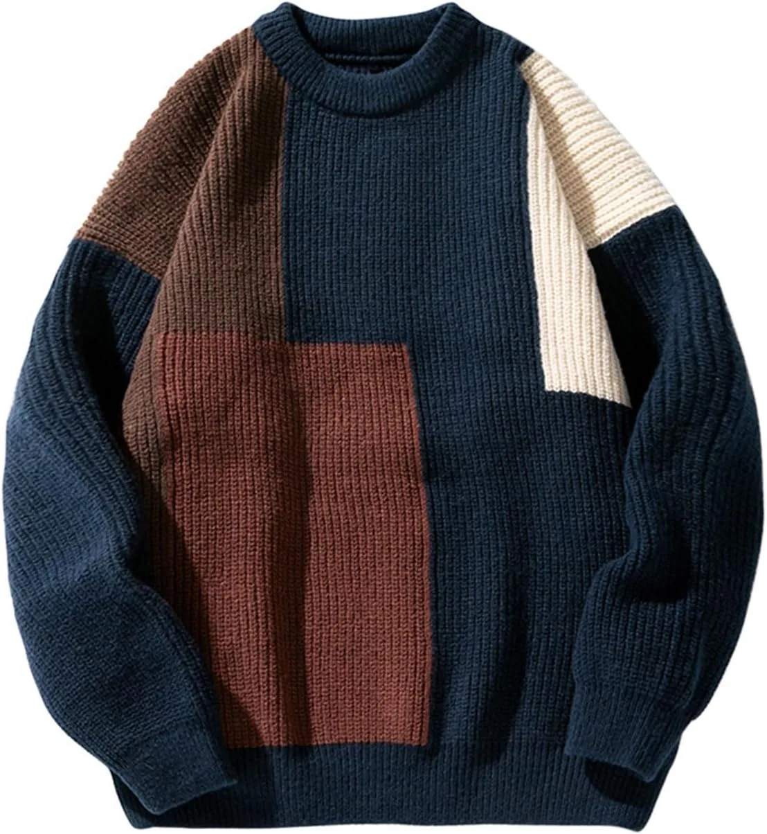 

Мужской оверсайз свитер с длинным рукавом и косой вязкой Laixton