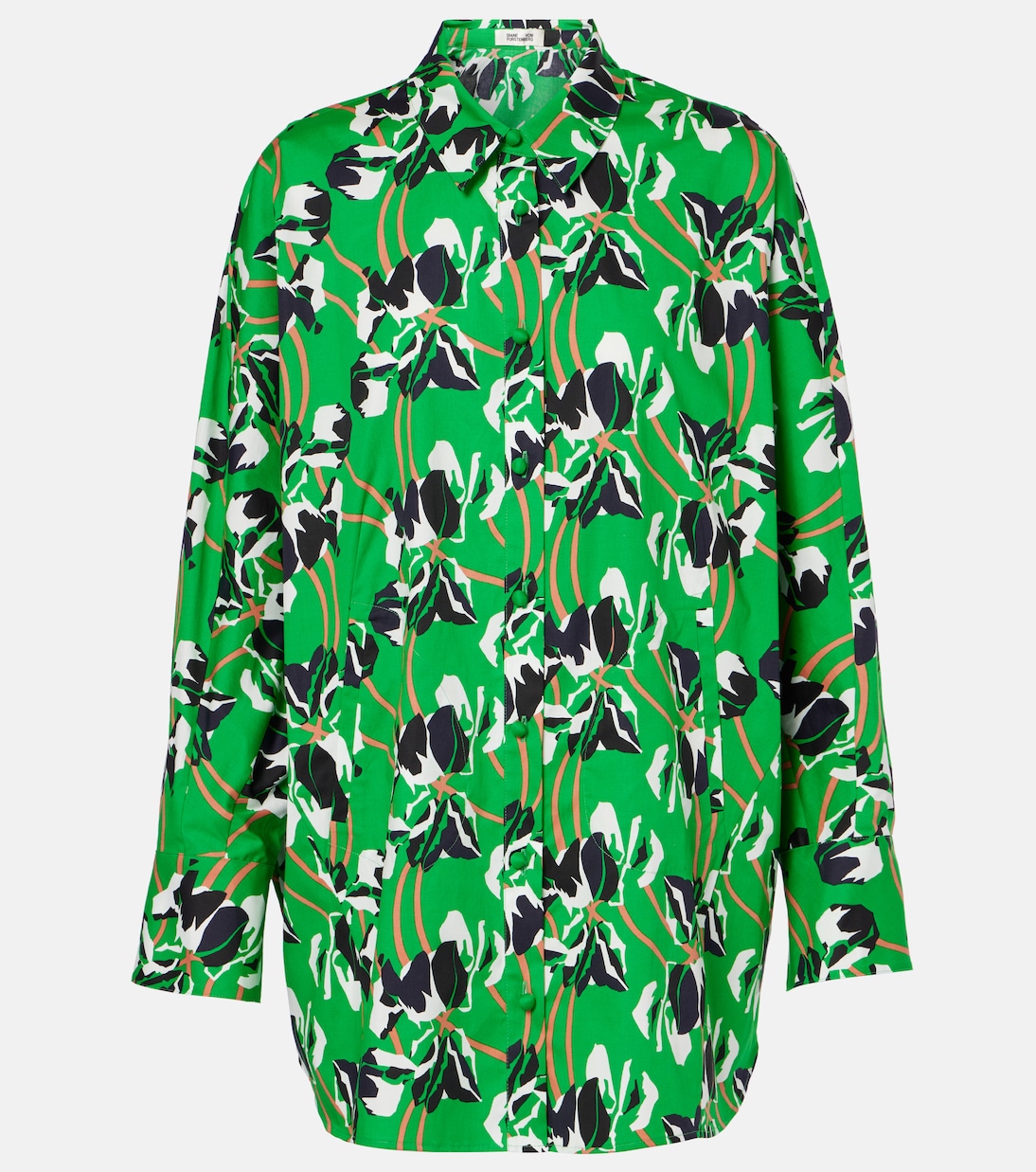 

Хлопковая блузка с принтом Caleb Diane von Furstenberg, Improv Iris Green Lg