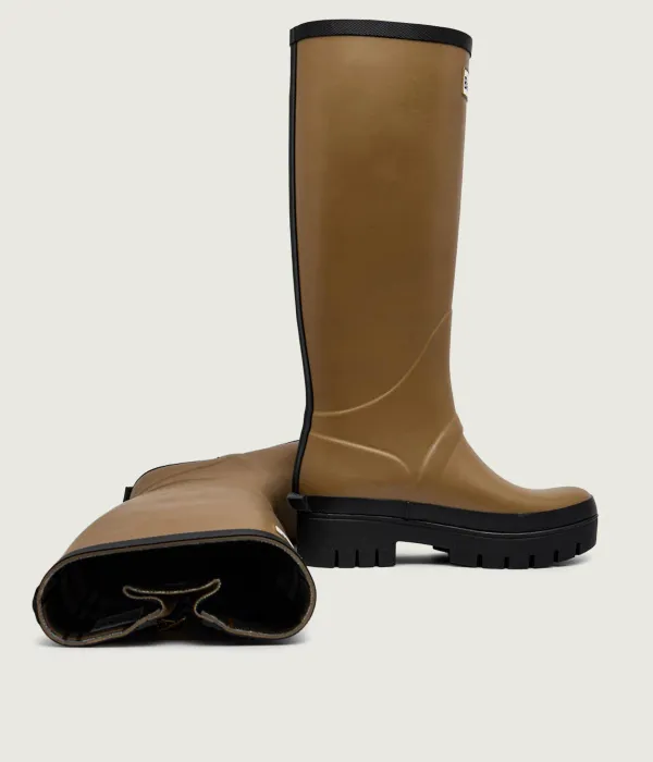 Женские резиновые сапоги Barbour Leighton Welly высокие с ремешком, коричневый — фото 4