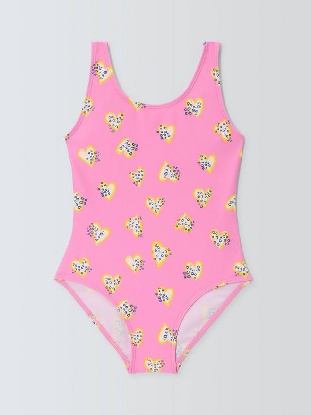 

Детский купальник с принтом в виде сердечек и животных John Lewis, Pink