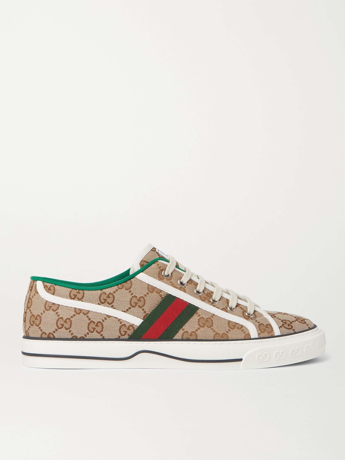 

Теннисные жаккардовые парусиновые кроссовки 1977 с отделкой логотипом GUCCI, бежевый