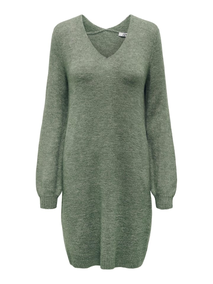 

Платье до колена JACQUELINE de YONG Langarm Strickkleid Mini V-Ausschnitt Pullover JDYELANORA, зеленый