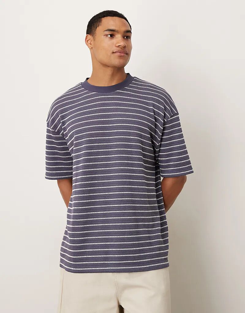 

Футболка оверсайз ASOS DESIGN из плотной ткани в темно-синюю и белую фактурную полоску