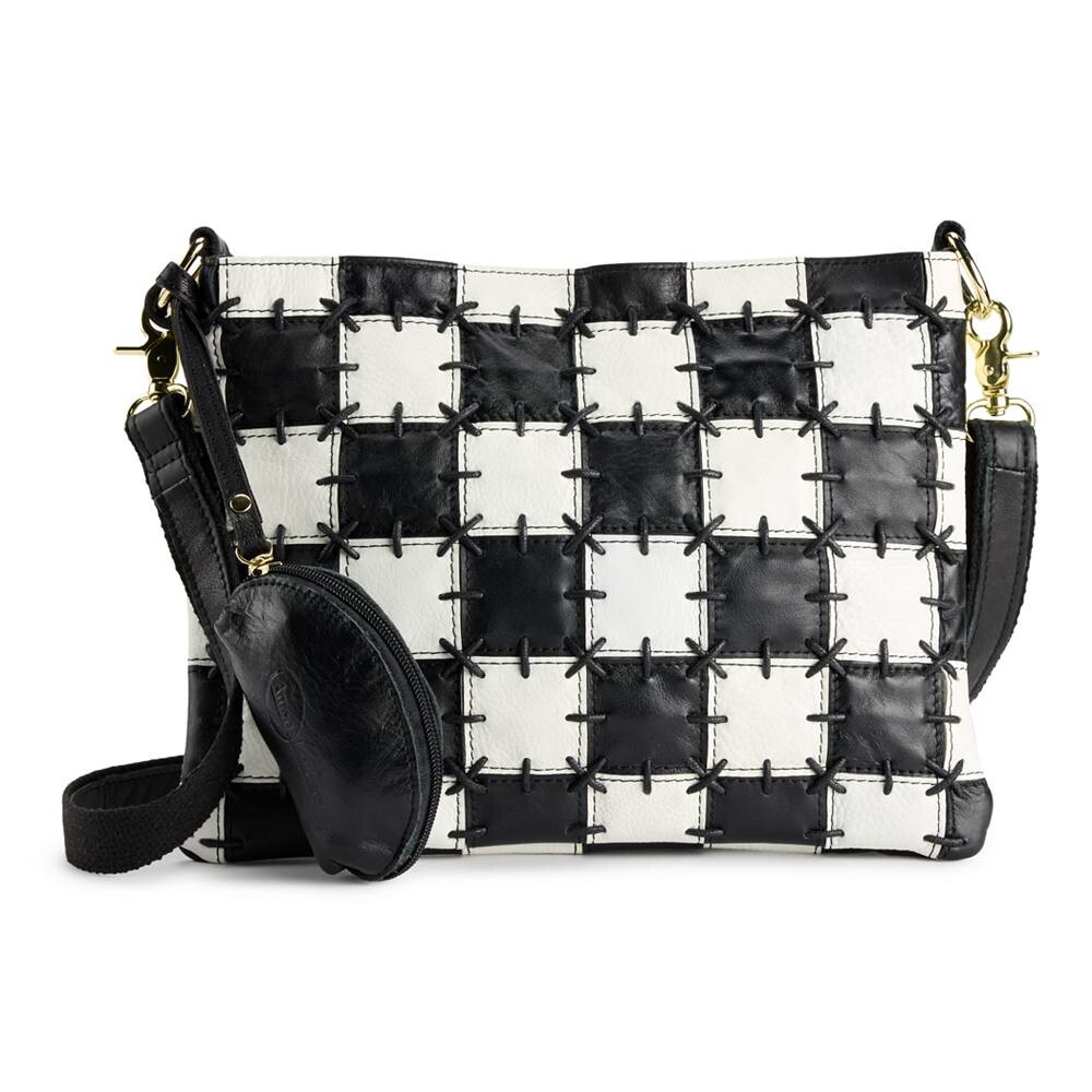 

Ameri Кожаная сумка через плечо с зигзагом Ameri Leather, цвет Black White Square