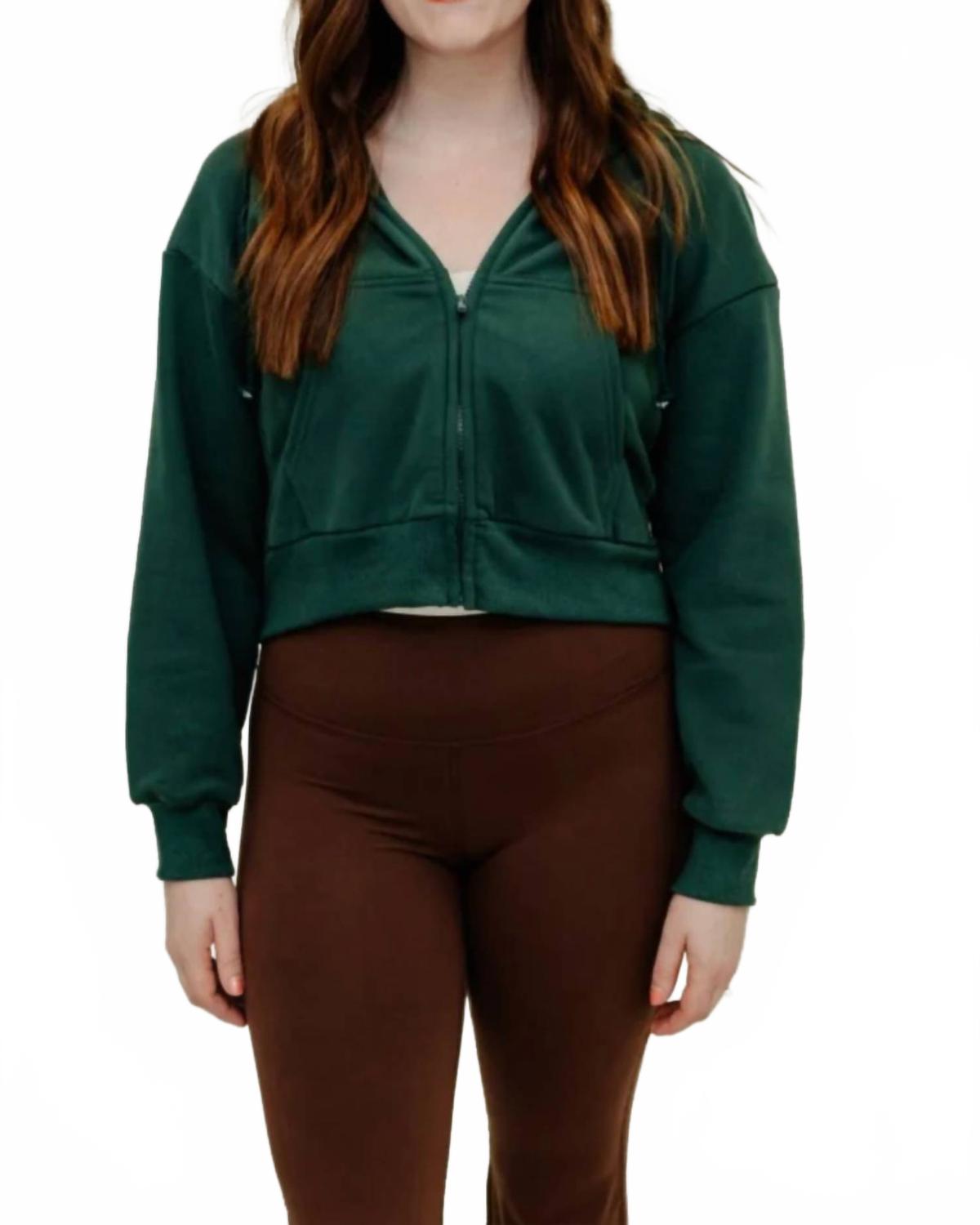 

Палмер укороченная худи на молнии в землистом темно-зеленом PAPERMOON