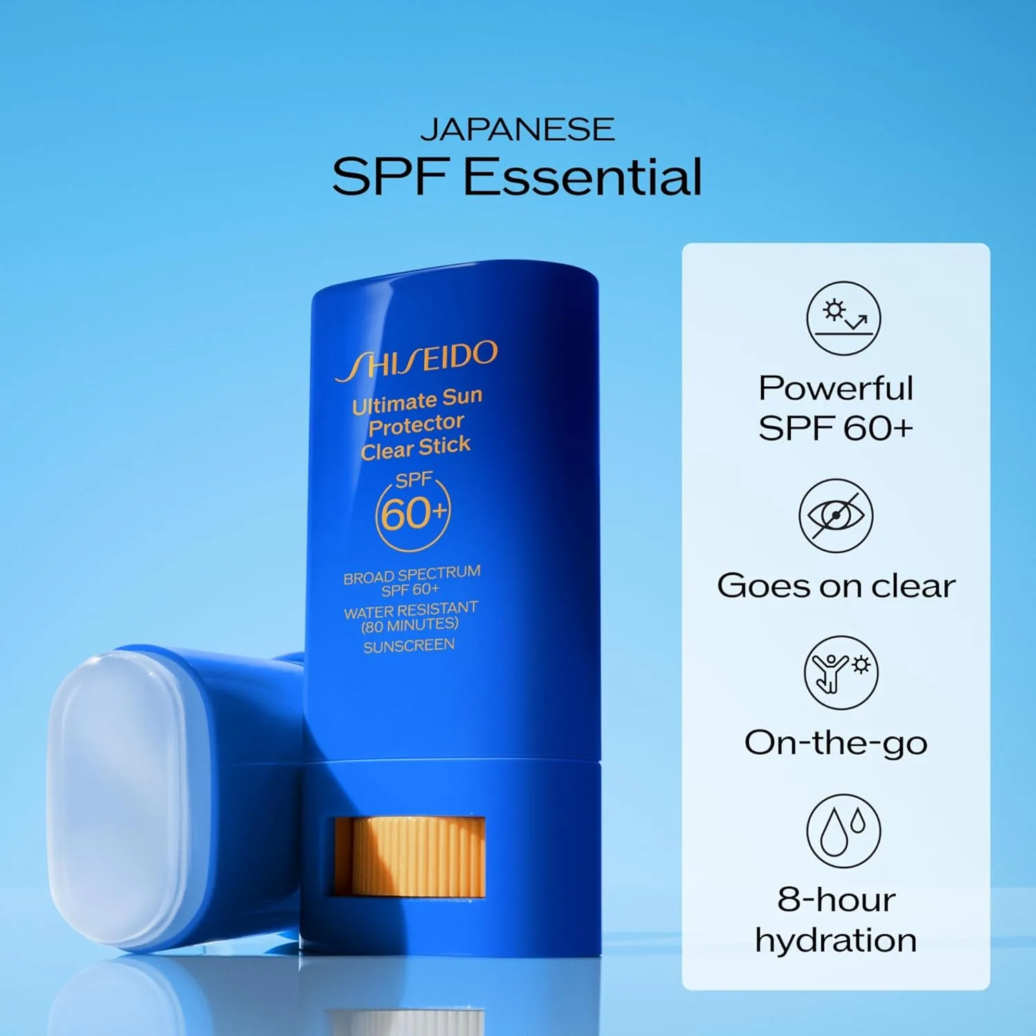Shiseido Ultimate Sun Protector Clear Stick SPF 60+ (0.7 унции) + Sun Protector Lotion SPF 60+ (150 мл) - легкий, невидимый солнцезащитный крем широкого спектра без оксибензона и октиноксата — фото 4