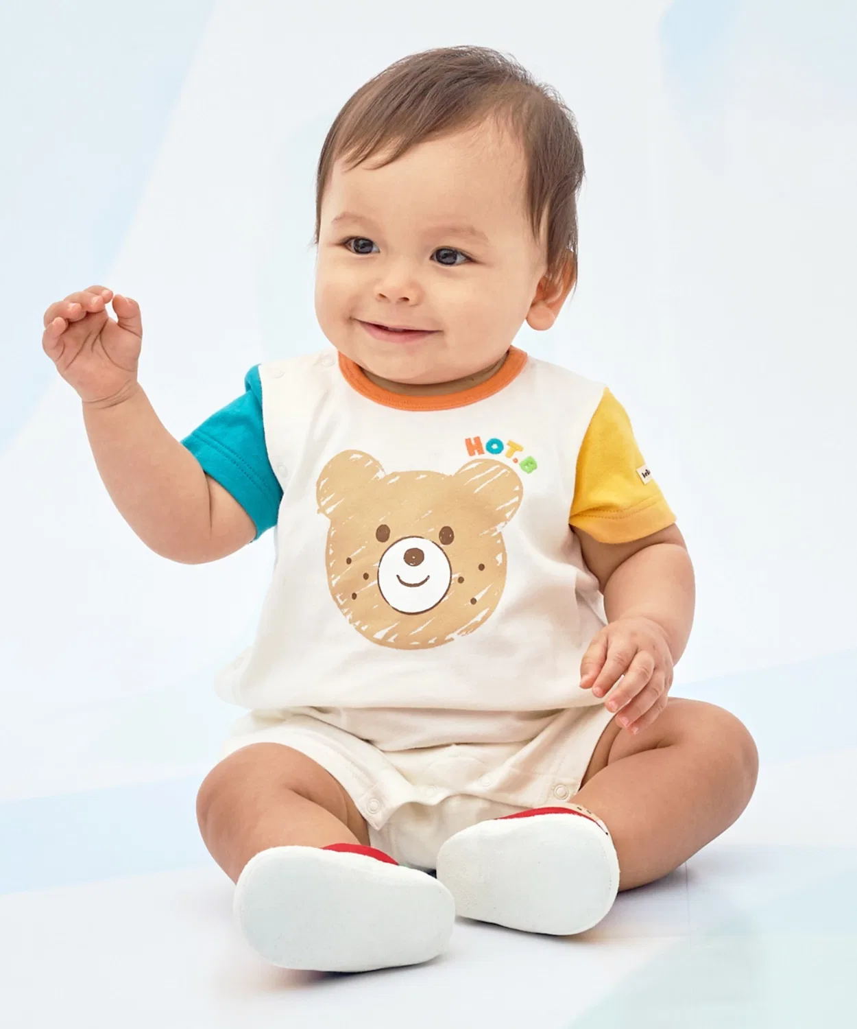Детский комбинезон MIKIHOUSE HOT BISCUITS Colorful Beans Face Print Short All, мультиколор