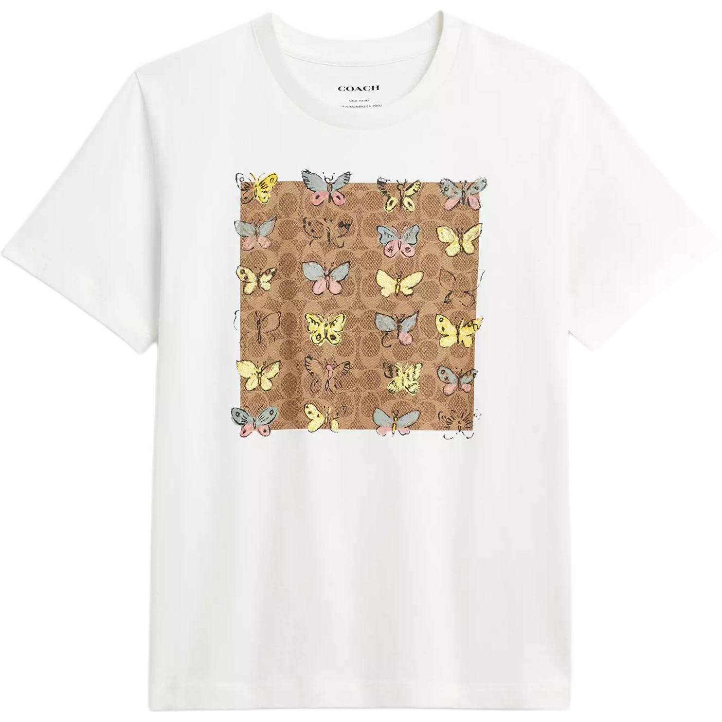 

COACH Обычная футболка женская белая, Белый, COACH Обычная футболка женская белая