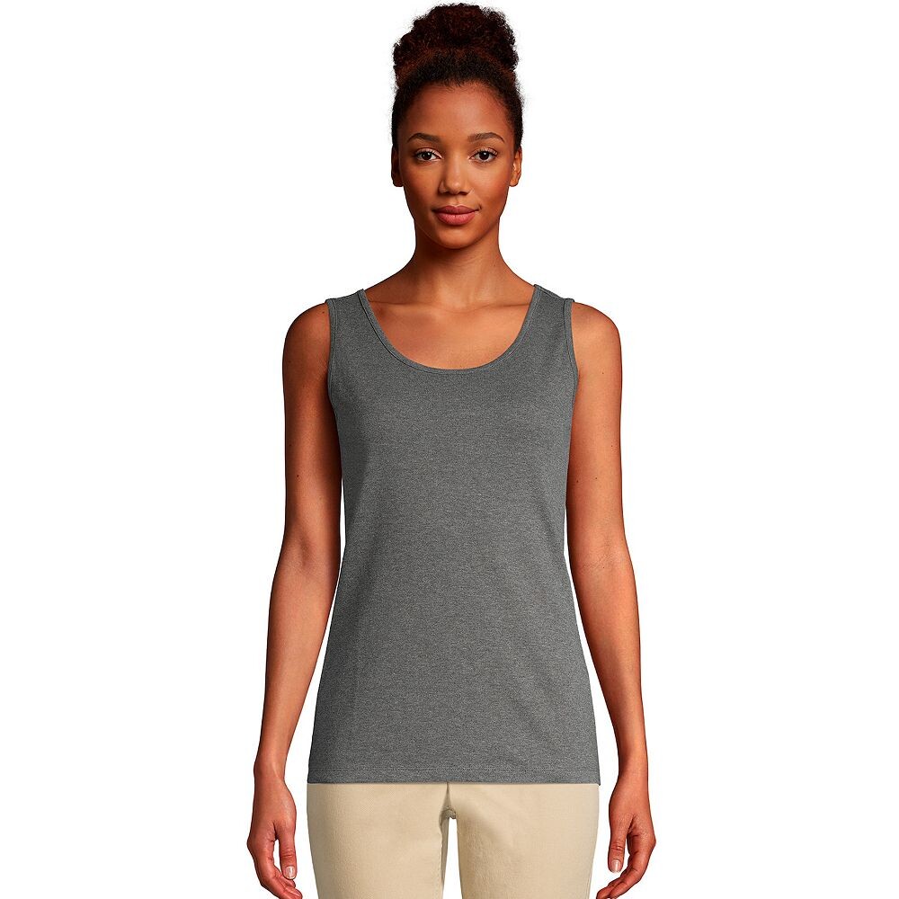 

Хлопковая майка Petite Lands' End с круглым вырезом, цвет Charcoal Heather