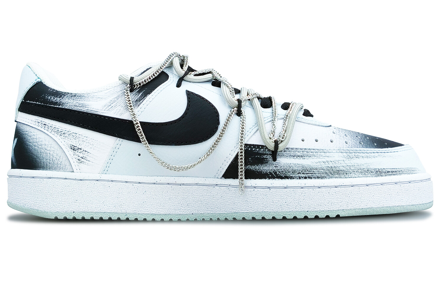 

Кроссовки Nike Court Vision 1 Skateboarding Shoes Men Low-top Black/Gray/Silver/White, черный/белый