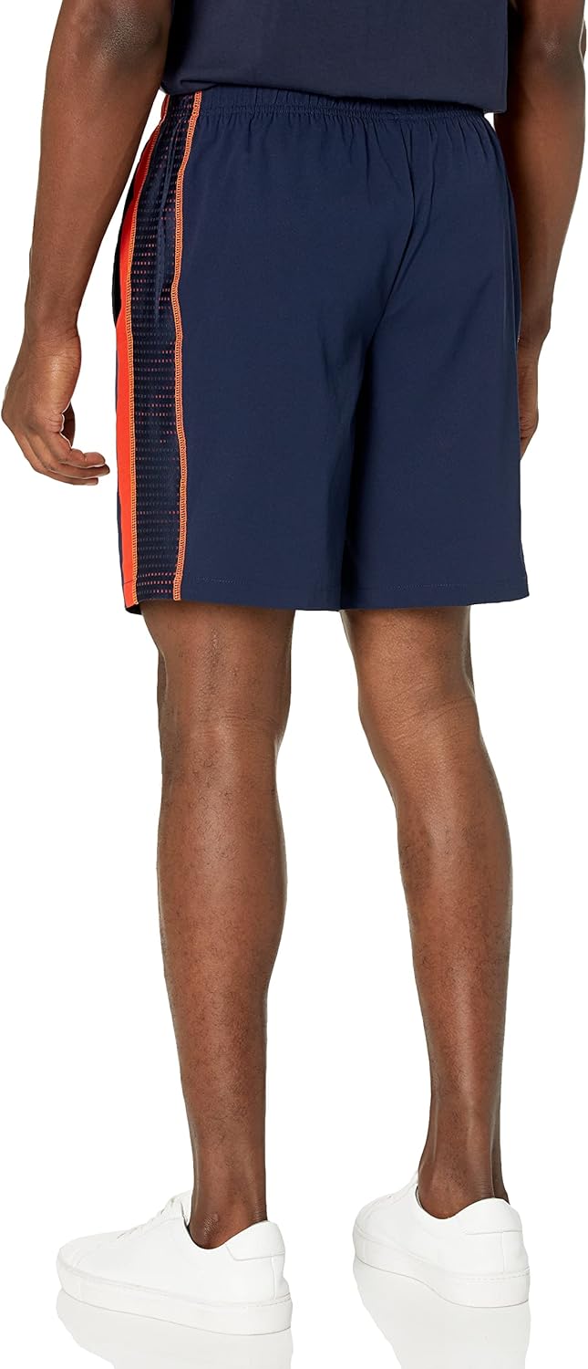 Lacoste мужские спортивные шорты для тенниса из переработанного полиэстера, Navy Blue/Corrida Red/Flashy Orange — фото 2