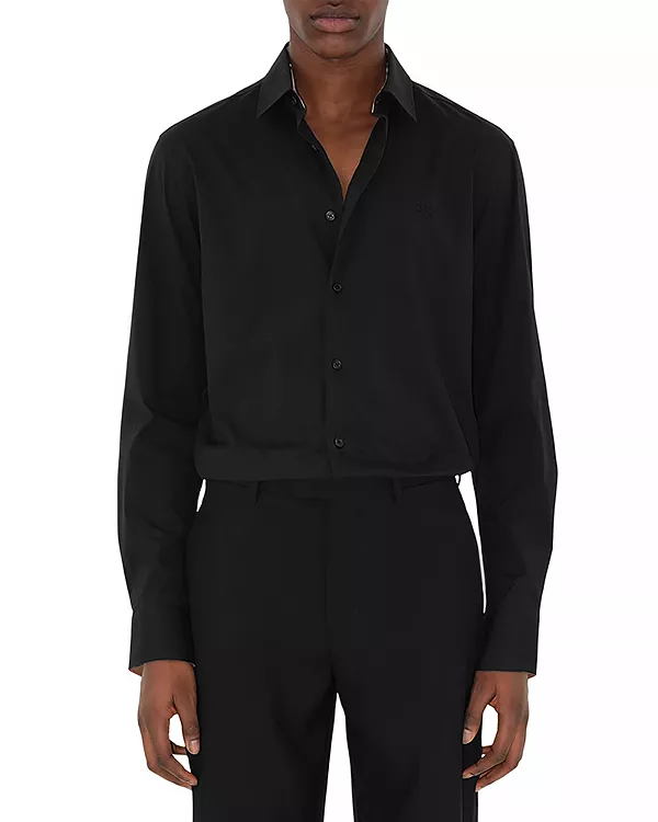 

Рубашка приталенного кроя из эластичного хлопка Burberry, черный