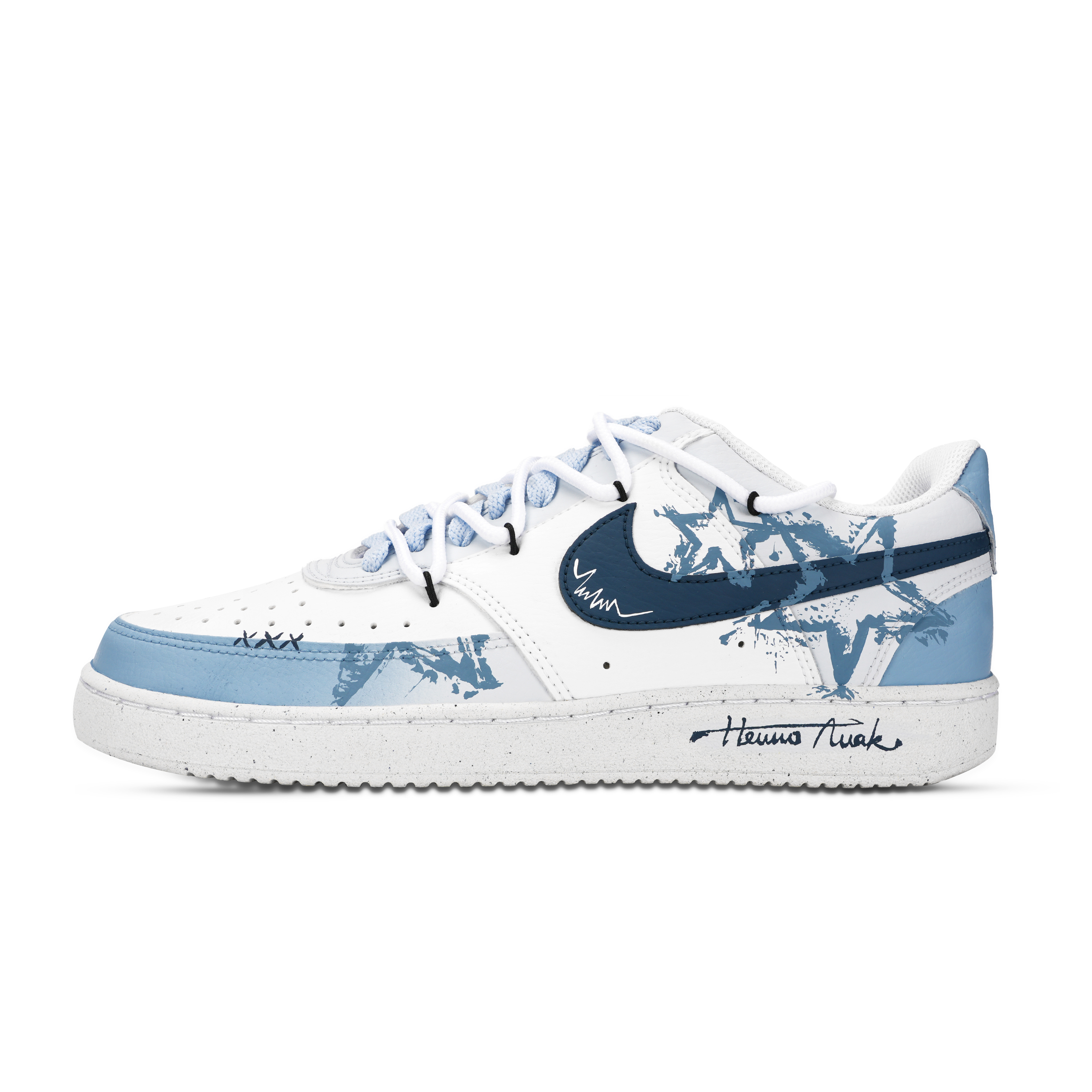 

Nike Кроссовки Court Vision 1 Distressed Stars, износостойкие, низкие, для скейтбординга, мужские, сине-белые