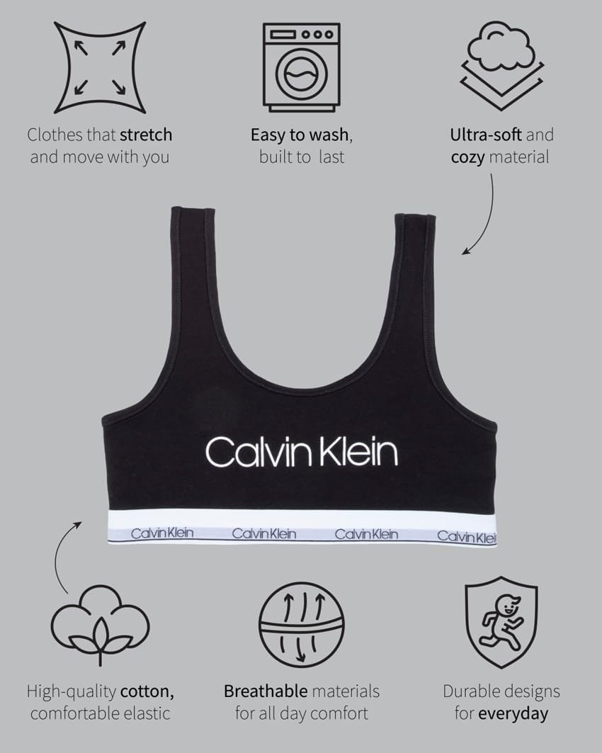 Комплект из 3 бюстгальтеров-бралеттов Calvin Klein Girls Modern Cotton, Mauve Micro Petal/Refined Plum/Modern Rose — фото 4