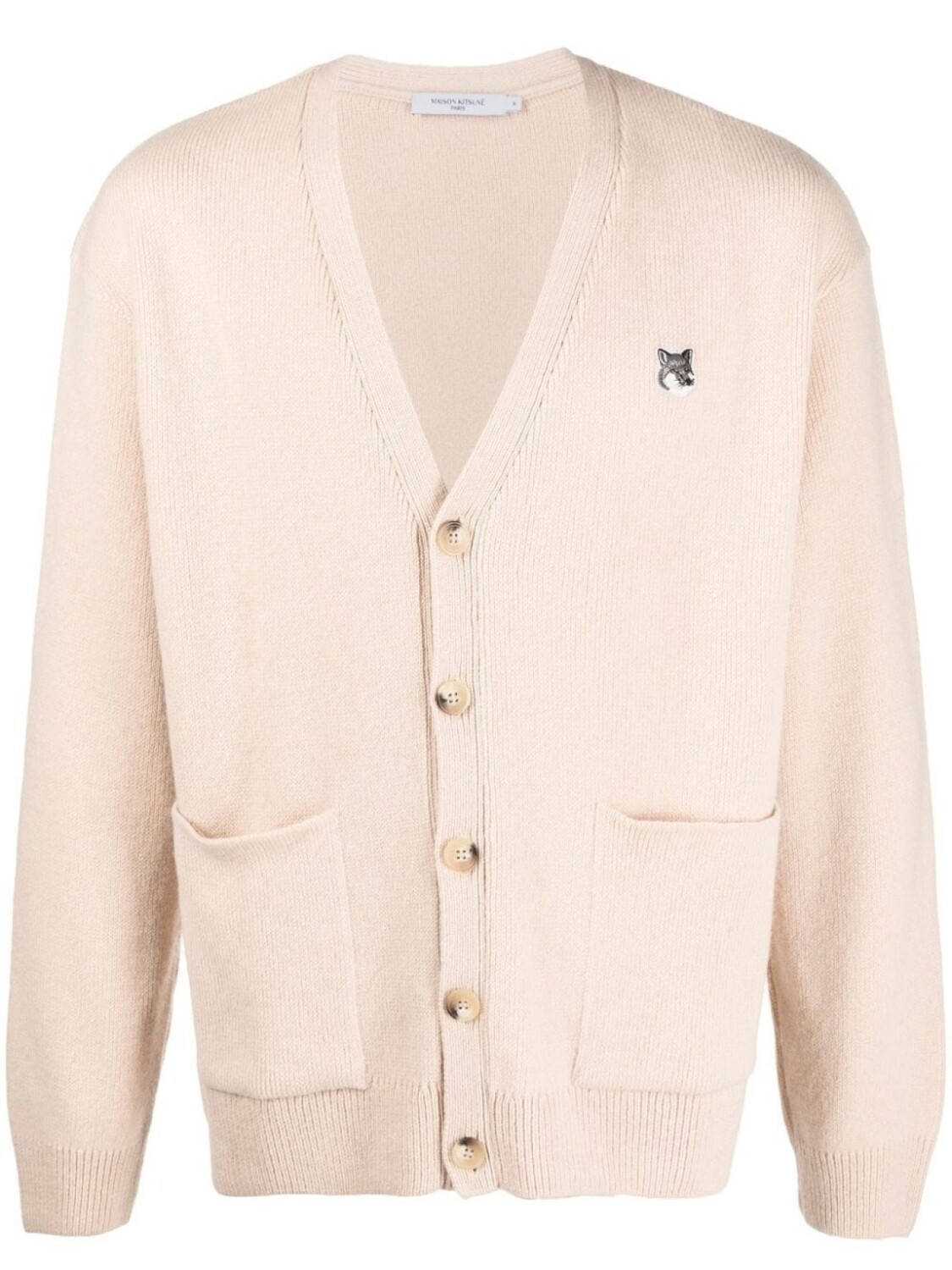 

Maison Kitsuné шерстяной кардиган с нашивкой Fox Head, нейтральный цвет