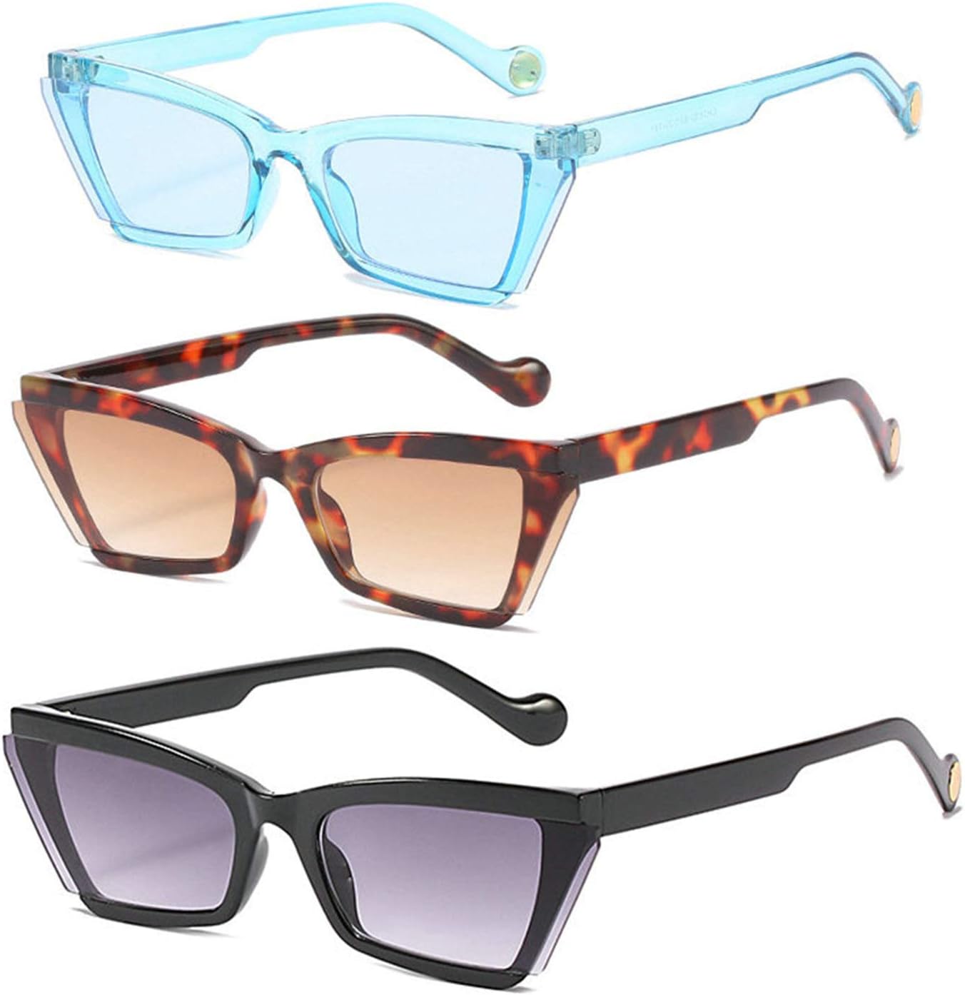 

COTIA Fashion Женские стильные уникальные солнцезащитные очки в стиле «кошачий глаз» в уличном винтажном стиле. Солнцезащитные очки с защитой от УФ-излучения UV400, Blue&leopard&black