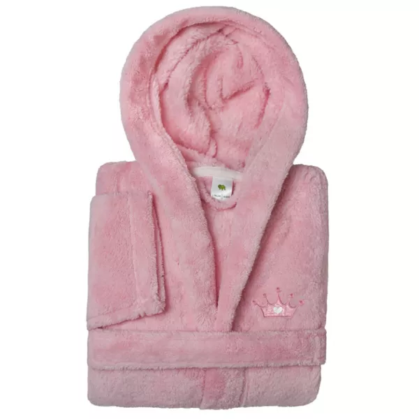 

Детский розовый махровый халат с капюшоном и суперплюшем в виде короны Linum Home Textiles, розовый