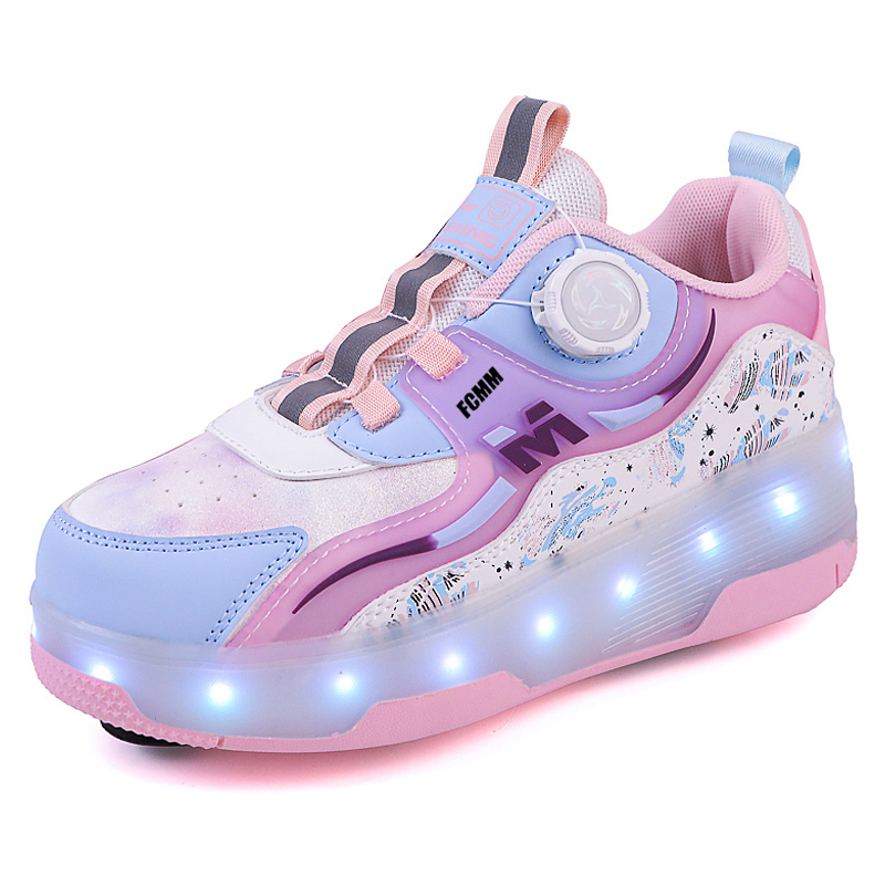 

Износостойкие, увеличивающие рост, поддерживающие равновесие, низкие детские кроссовки для скейтбординга FCMM, белый/розовый