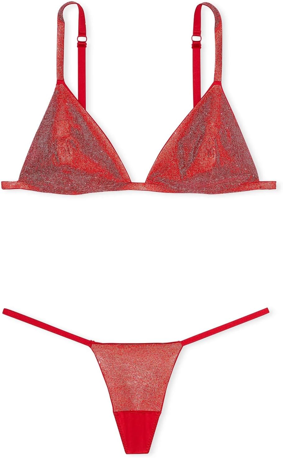 

Victoria's Shine Triangle Bralette и комплект V-String Panty, цвет Red, новый Victoria's Secret