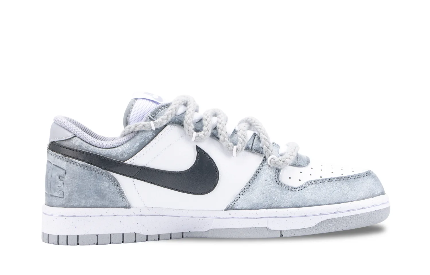 Nike Кроссовки для скейтбординга Big Moonlight Silver Sand Leather мужские, серо-белые, устойчивые к истиранию, дышащие, низкие — фото 4