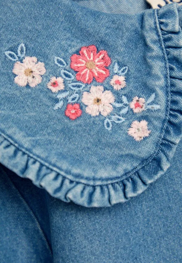 Блузка прямого кроя с воротником-рюшами Jojo Maman Bébé, Blue — фото 3