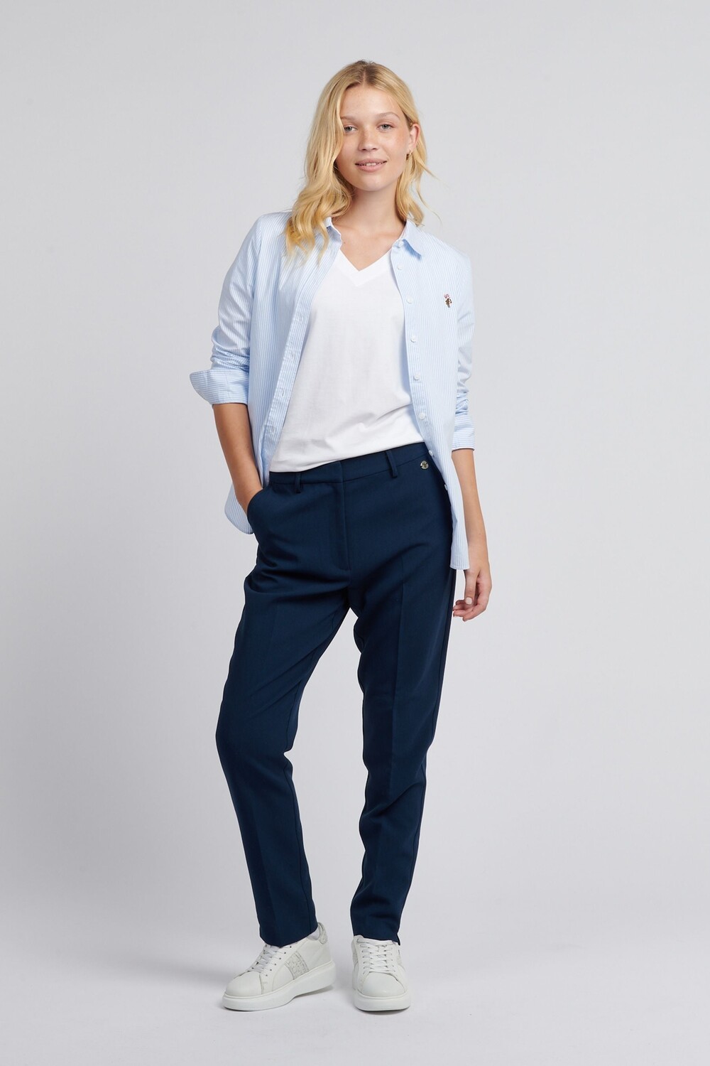 Женские классические брюки чинос U.S. Polo Assn, синий — фото 3