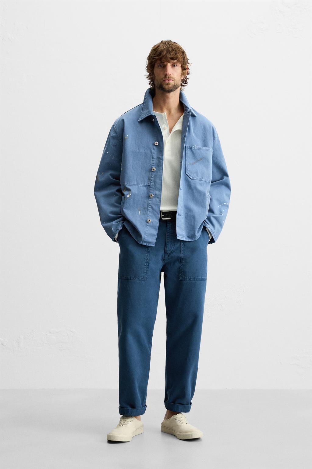 

Верхняя рубашка с брызгами краски ZARA, цвет Bluish