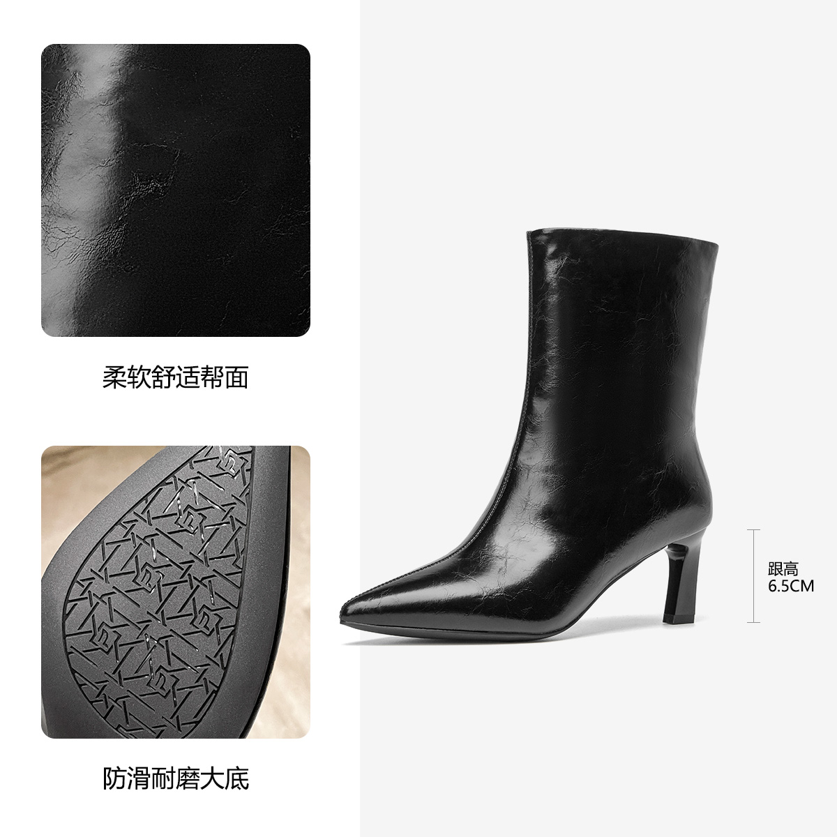 GUDIANFENGDU Женские черные угги на меху, цвет Black (Fleece-Lined) — фото 2