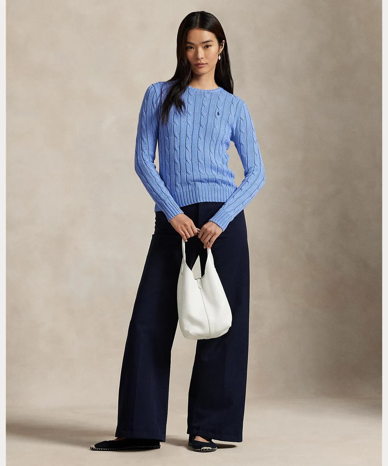 Свитер с кабельным узором из хлопка Polo Ralph Lauren синий — фото 4