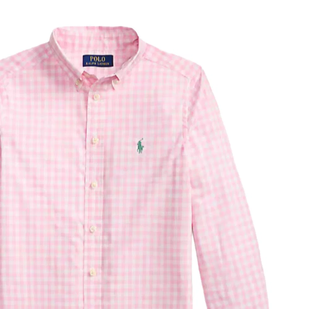 Казуальная рубашка Polo Ralph Lauren детская розовая — фото 3