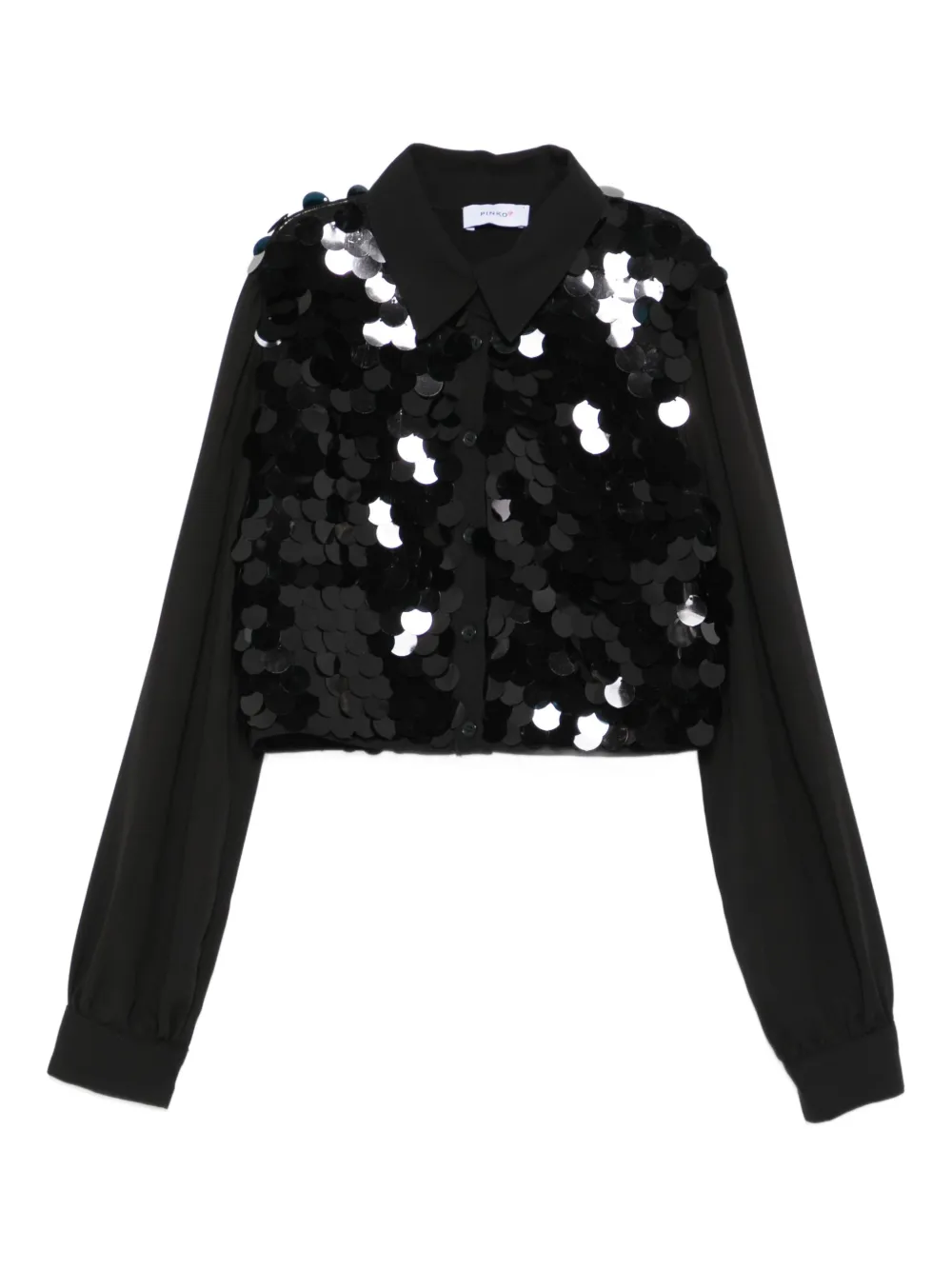 

Рубашка с украшением из пайеток Pinko Kids, черный