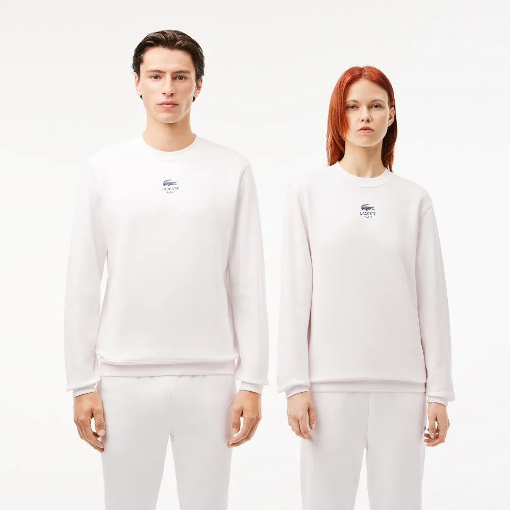 Мужской свитшот Lacoste с круглым вырезом и мягким брендингом, айвори