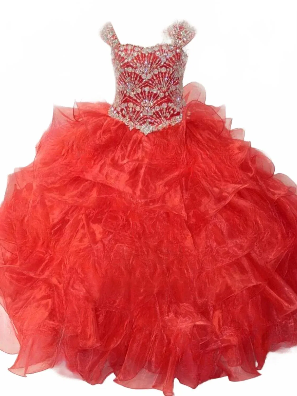 Little Rosie Блестящее длинное платье для конкурса красоты для девочек, красное