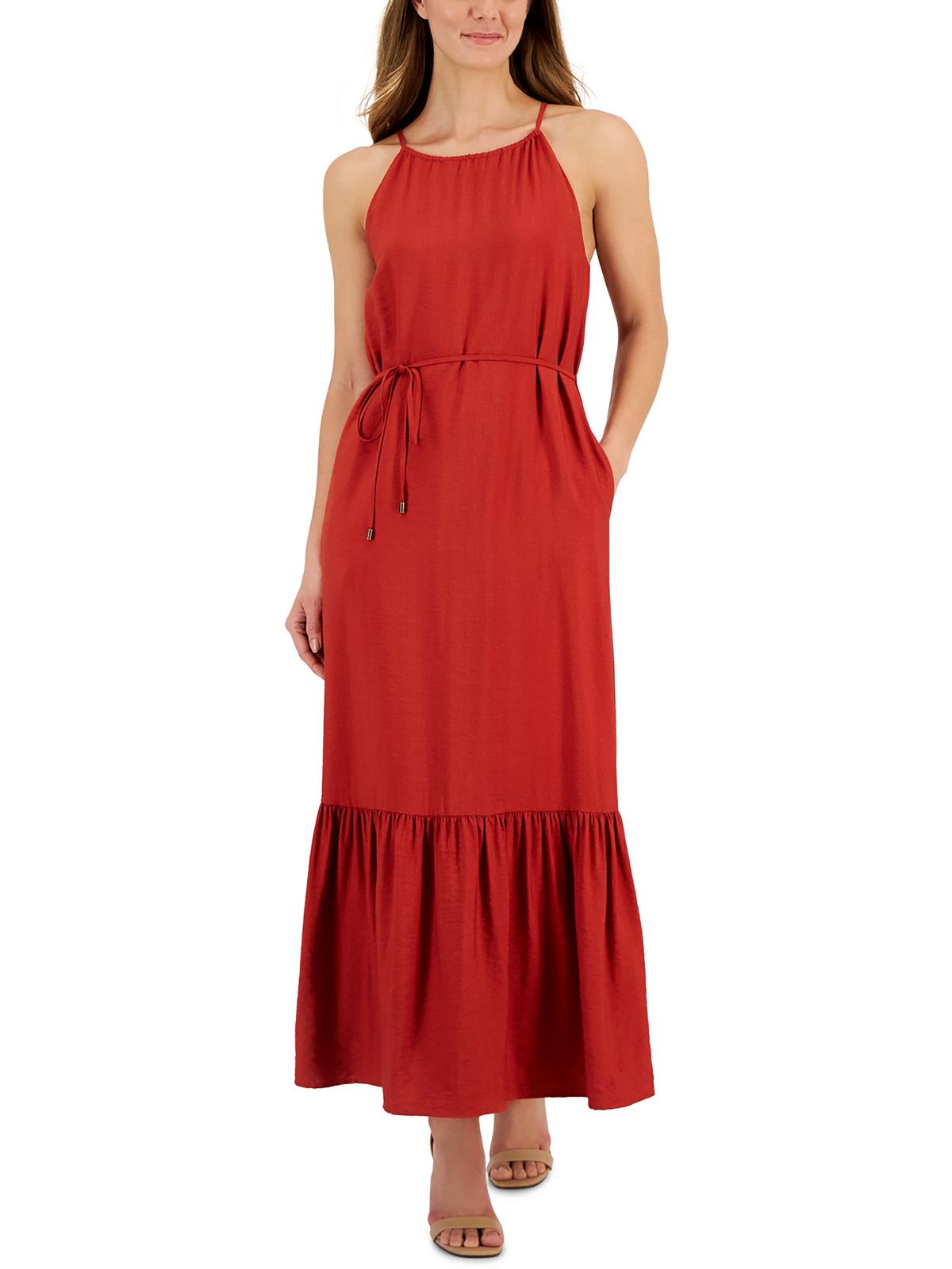 

Женское многослойное длинное платье макси Anne Klein, цвет tandori red