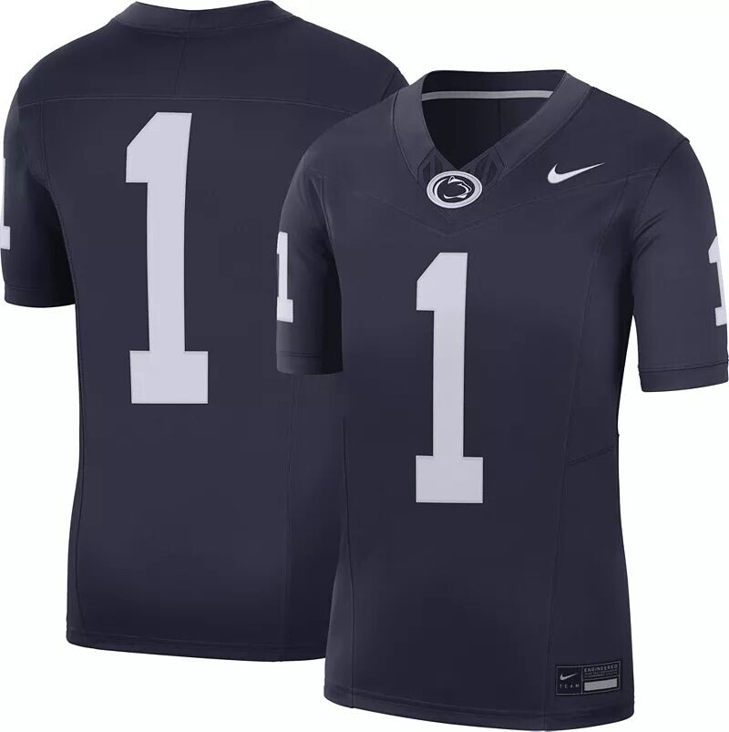 

Мужская футбольная майка Nike Penn State Nittany Lions #1 темно-синяя Dri-FIT Limited VF, Серый, Мужская футбольная майка Nike Penn State Nittany Lions #1 темно-синяя Dri-FIT Limited VF