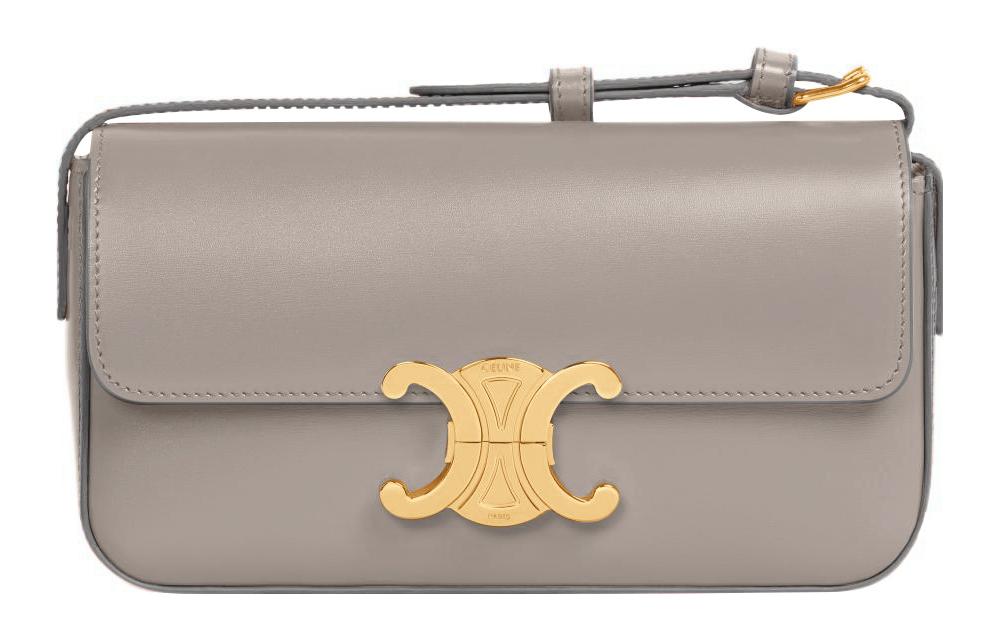 

CELINE Сумка через плечо из глянцевой кожи Триумфальная арка Триумфальная арка Женская Галька серая