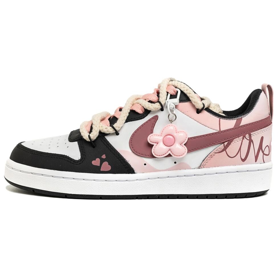 

Кроссовки Nike Court Borough Skateboard Shoes Women's Low-Top Black White Pink, Черный, Кроссовки Nike Court Borough Skateboard Shoes Women's Low-Top Black White Pink
