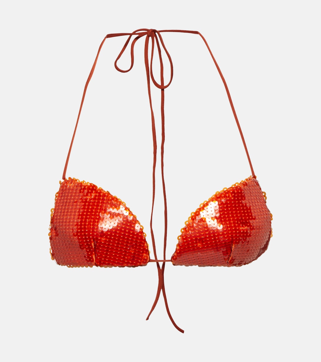 

Бюстгальтер-топ с бретелькой через шею, расшитый пайетками LaQuan Smith, оранжевый