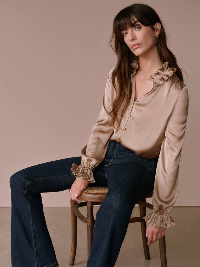 

Блузка с длинными рукавами и воротником из сатина Mint Velvet