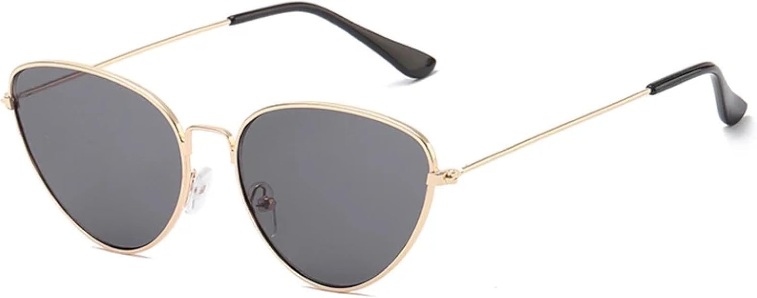 

Металлические солнцезащитные очки «кошачий глаз» для женщин и мужчин, модные, роскошные, винтажные, панк, для путешествий и вождения, с защитой от УФ-излучения UV400 TKKTLLT, Gold Gray