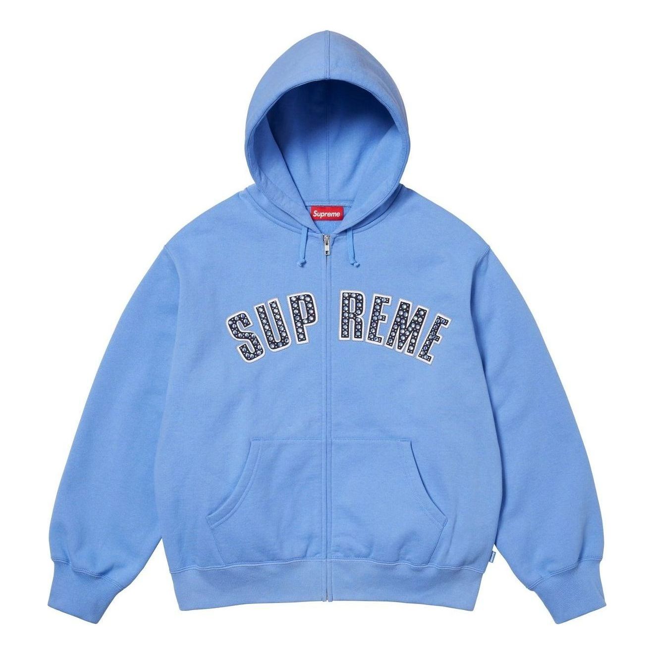Толстовка Supreme x BB Simon на молнии с капюшоном, цвет «Светло-голубой»