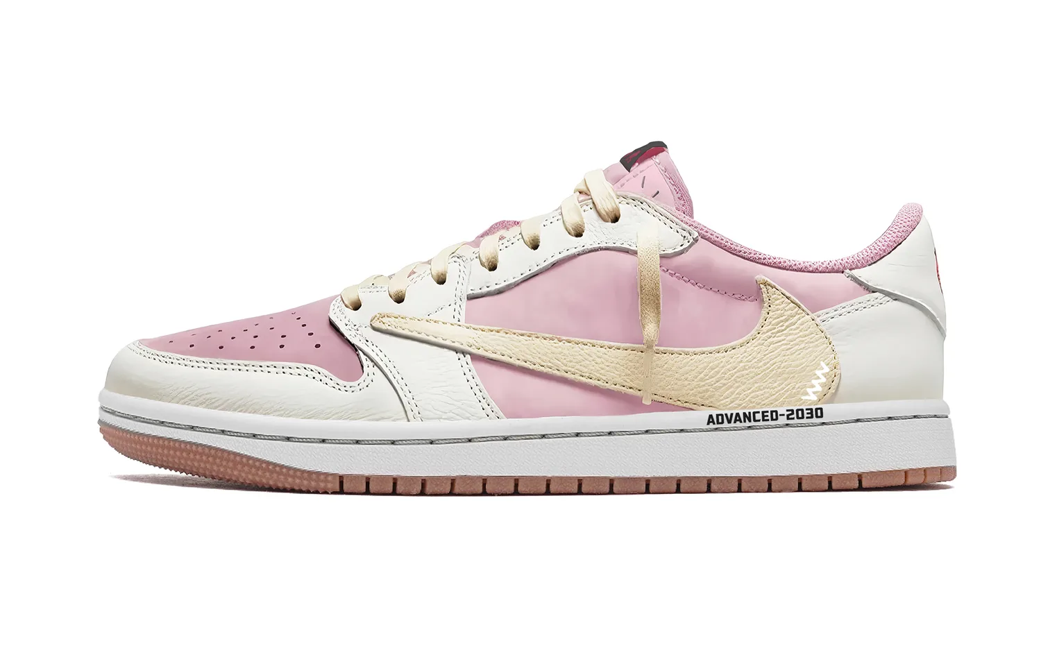 Jordan Travis Scott x Air 1 Pink White Travis Scott X AJ1 Abrasion Resistant Low top Vintage Basketball Shoes