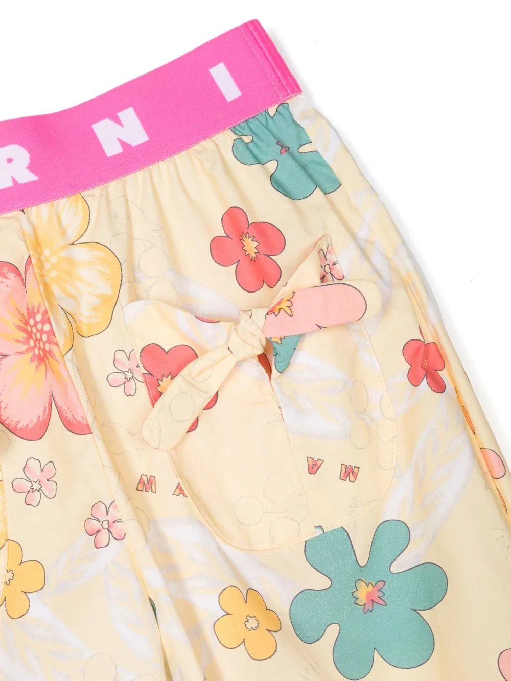 Прямые брюки с цветочным принтом Marni Kids, желтый — фото 3