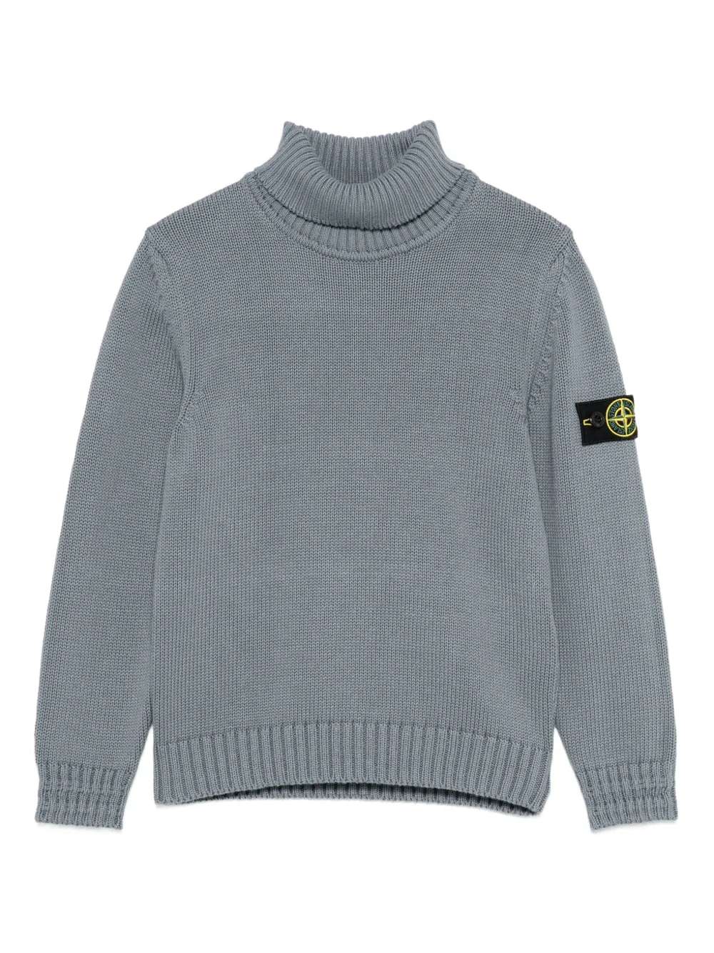 

Свитер с воротником-стойкой и нашивкой с логотипом Stone Island Junior, серый